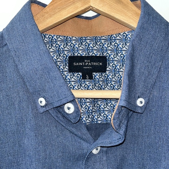Rue Saint-Patrick Montreal Size Large Dress Shirt. Good Used Condition. Blue - Picture 7 of 16